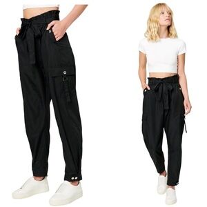 Blank NYC The Time Machine Paper Bag Waist Sz 29 Black Cargo Joggers NWT Ret $98